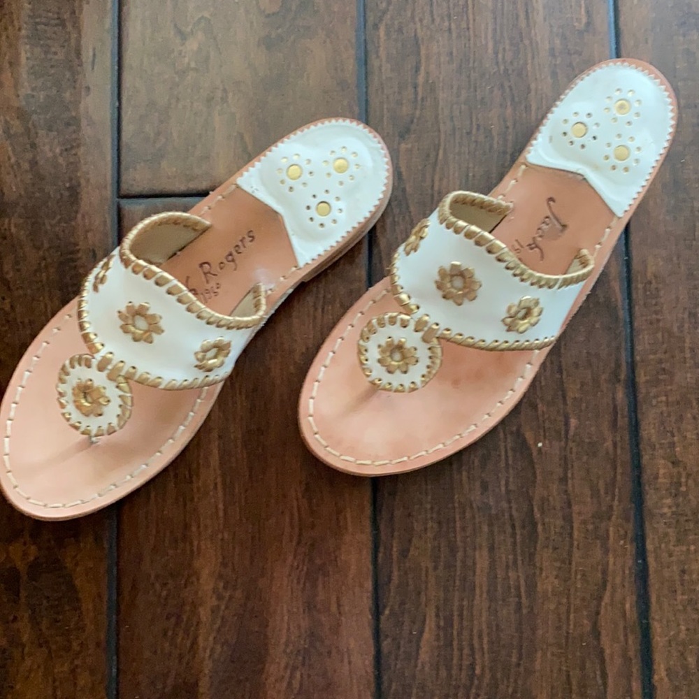 White sandals. Jack Rogers